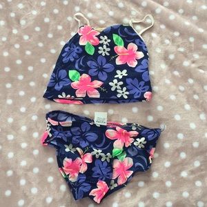 Girls Tropical print tankini bathing suit